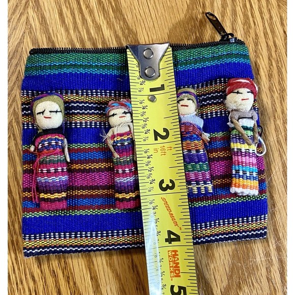 Vintage Handmade Guatemalan Worry Doll Coin Purse Blue - Picture 8 of 8